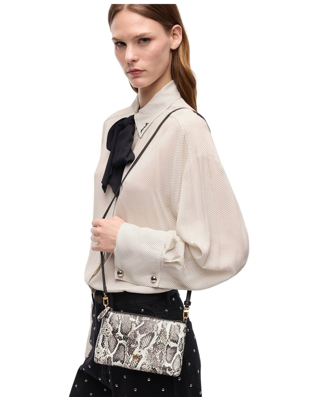 Pochette e Clutch Donna Pinko - Flat Horizontal Mini Python Pr - Nero