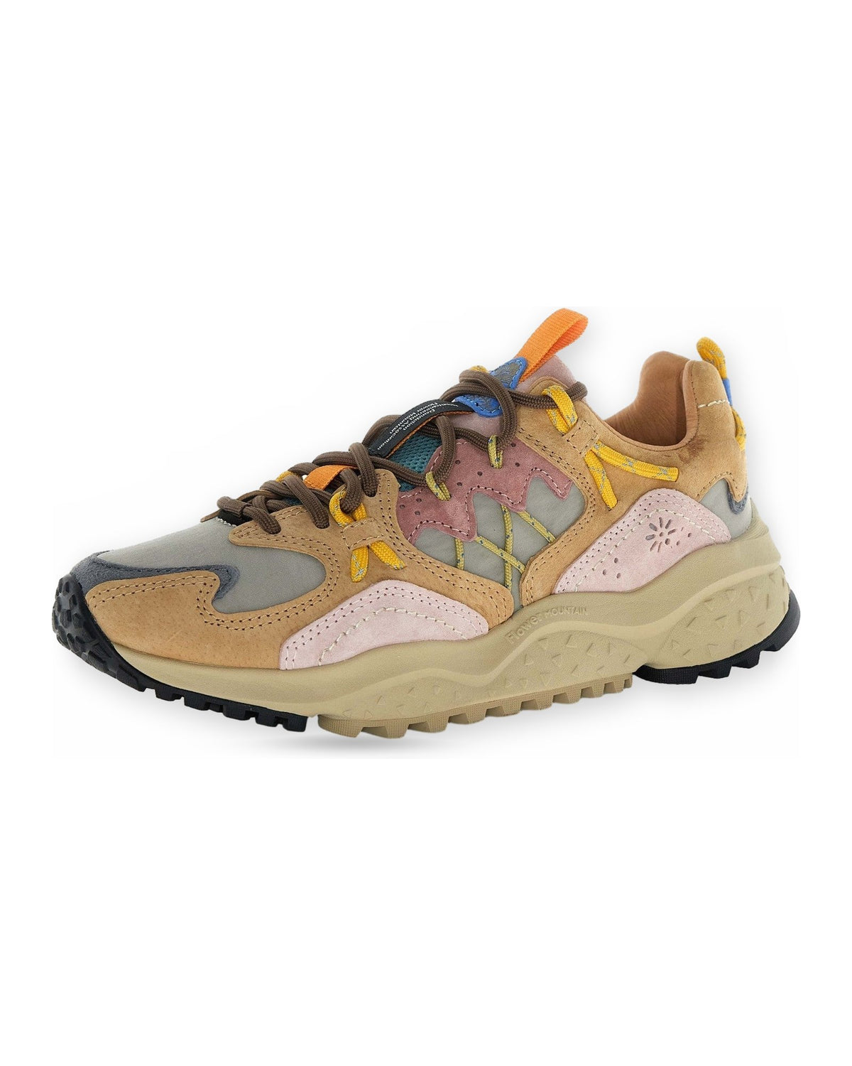 Sneaker Donna Flower Mountain - Yamabushi Woman Suede/Nylon Cognac-Taupe-Pink - Cuoio