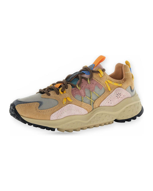 Sneaker Donna Flower Mountain - Yamabushi Woman Suede/Nylon Cognac-Taupe-Pink - Cuoio