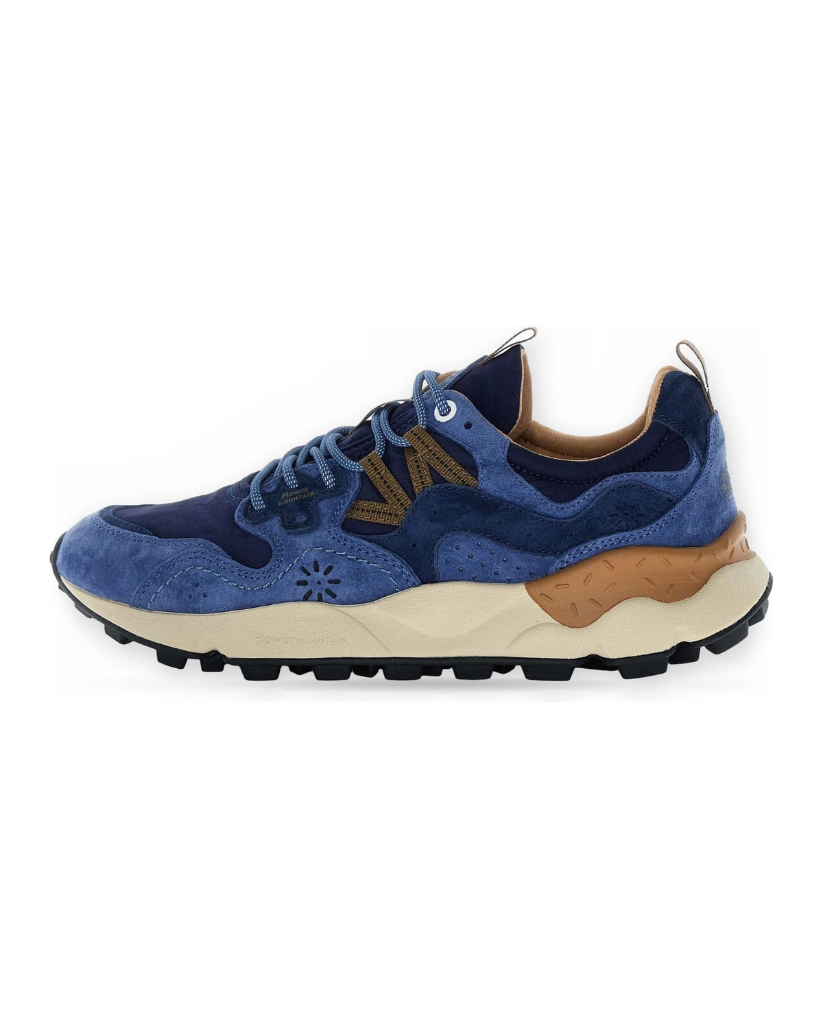 Sneaker Uomo Flower Mountain - Yamano 3 Man Suede/Nylon Navy-Blue-Brown - Blu
