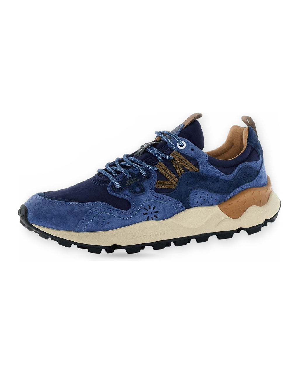 Sneaker Uomo Flower Mountain - Yamano 3 Man Suede/Nylon Navy-Blue-Brown - Blu