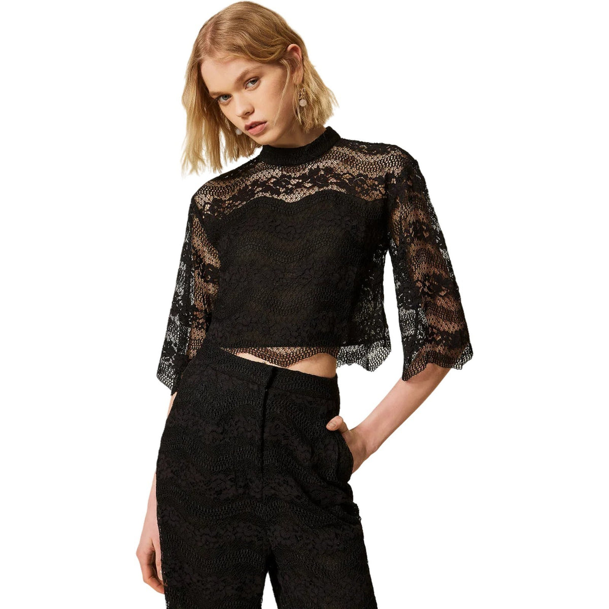 Bluse e camicie Donna Twinset - Blusa Manica 3/4 In Macrame - Nero