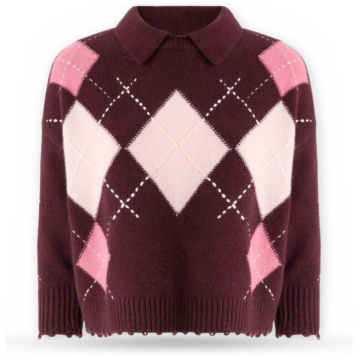 Polo Donna Pinko - Cork Polo Argyle Con Cloth Sti - Bordeaux