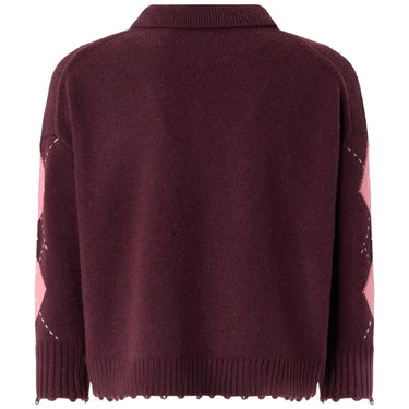Polo Donna Pinko - Cork Polo Argyle Con Cloth Sti - Bordeaux