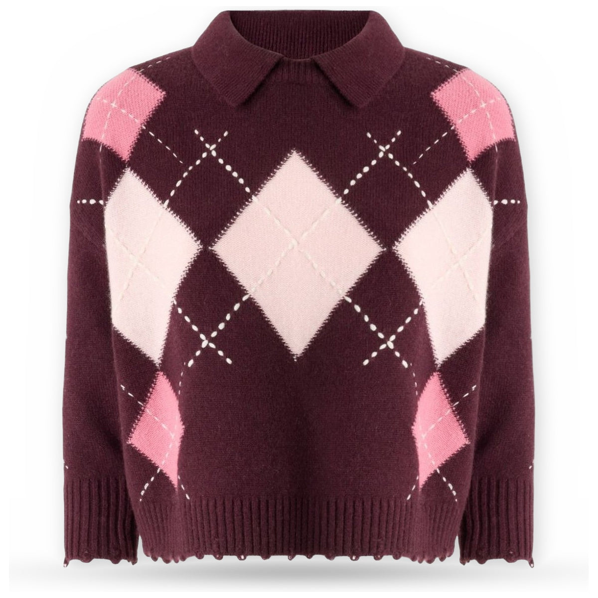 Polo Donna Pinko - Cork Polo Argyle Con Cloth Sti - Bordeaux