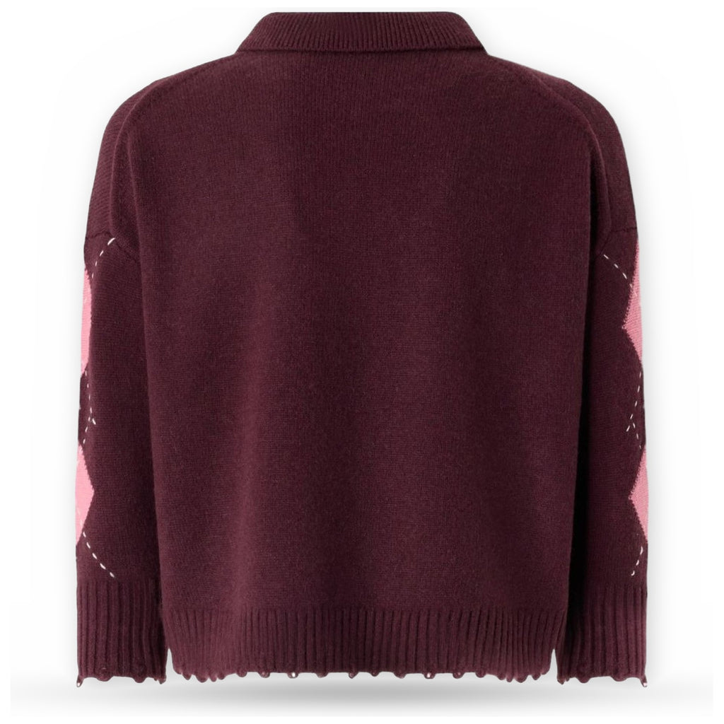 Polo Donna Pinko - Cork Polo Argyle Con Cloth Sti - Bordeaux