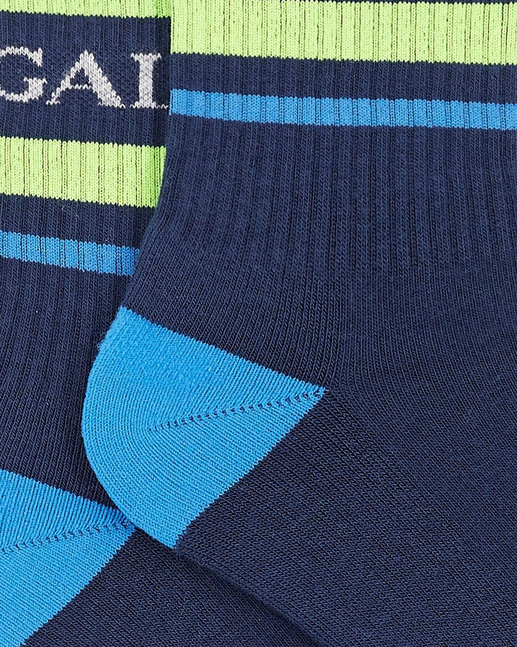 Calze Uomo Gallo - Calza Corta Uomo Spugna Con Righe - Blu
