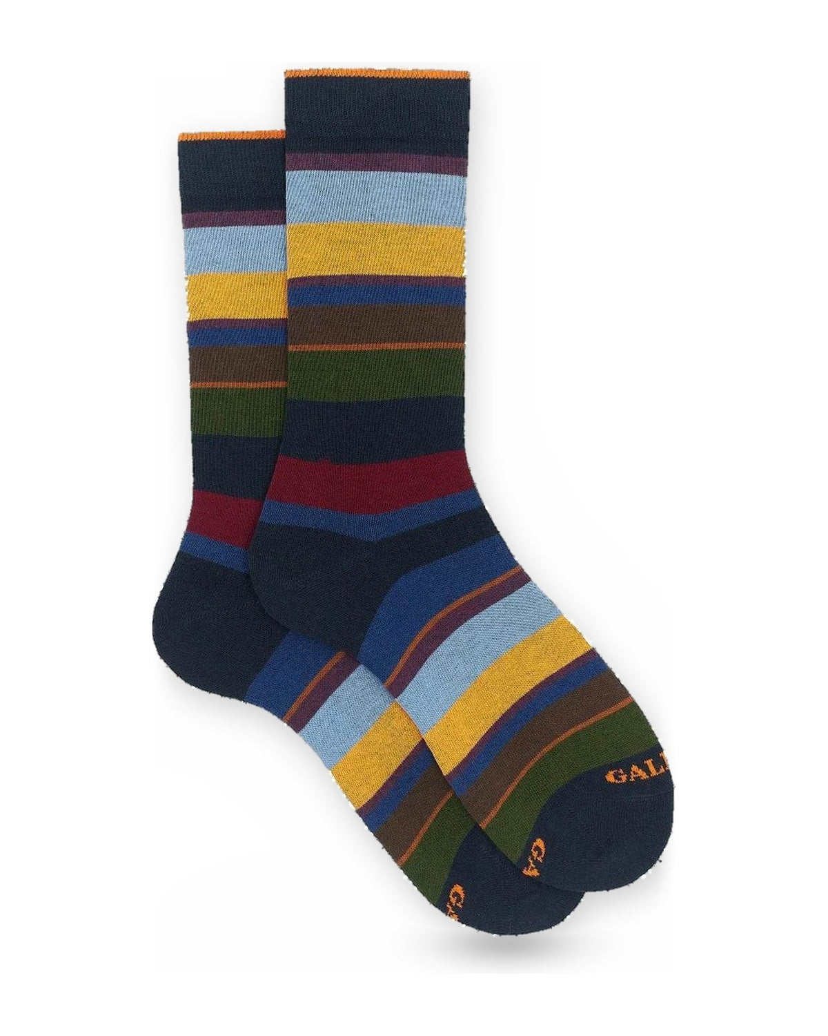Calze Uomo Gallo - Calza Uomo Corta Riga Multicolor - Blu/Rosso