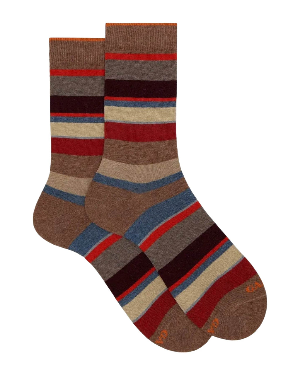 Calze Uomo Gallo - Calza Uomo Corta Riga Multicolor - Marrone