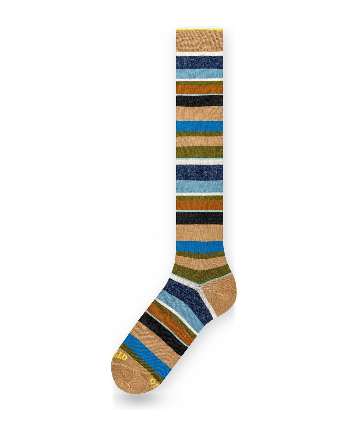 Calze Uomo Gallo - Co/Ly Riga Multicolor Leggero - Panna
