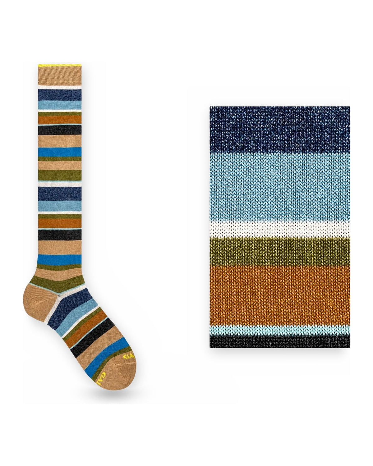 Calze Uomo Gallo - Co/Ly Riga Multicolor Leggero - Panna