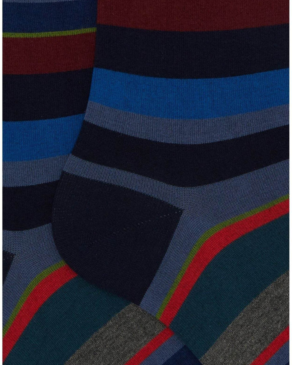Calzini Uomo Gallo - Uomo Corto Co/Ea Leggero Righe Multi - Blu