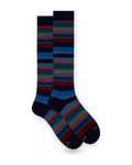Calze Uomo Gallo - Uomo Lungo Co/Ly Leggero Righe Multicolor - Blu