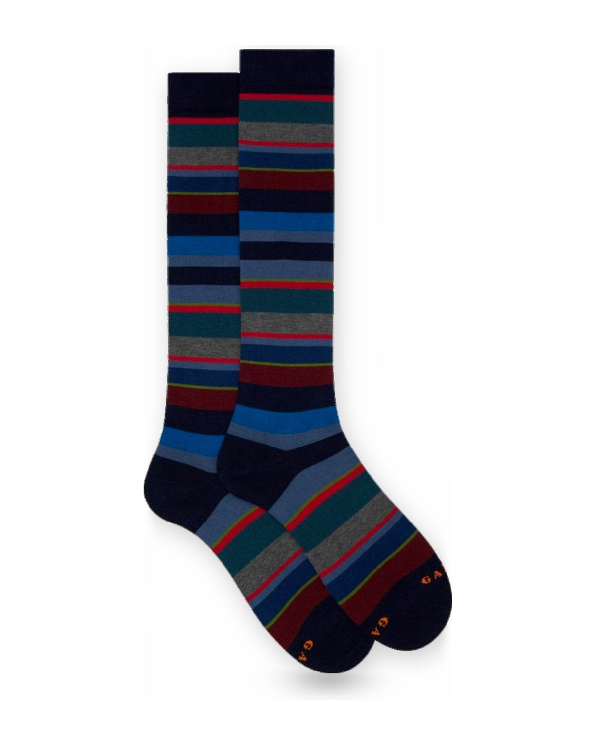 Calze Uomo Gallo - Uomo Lungo Co/Ly Leggero Righe Multicolor - Blu