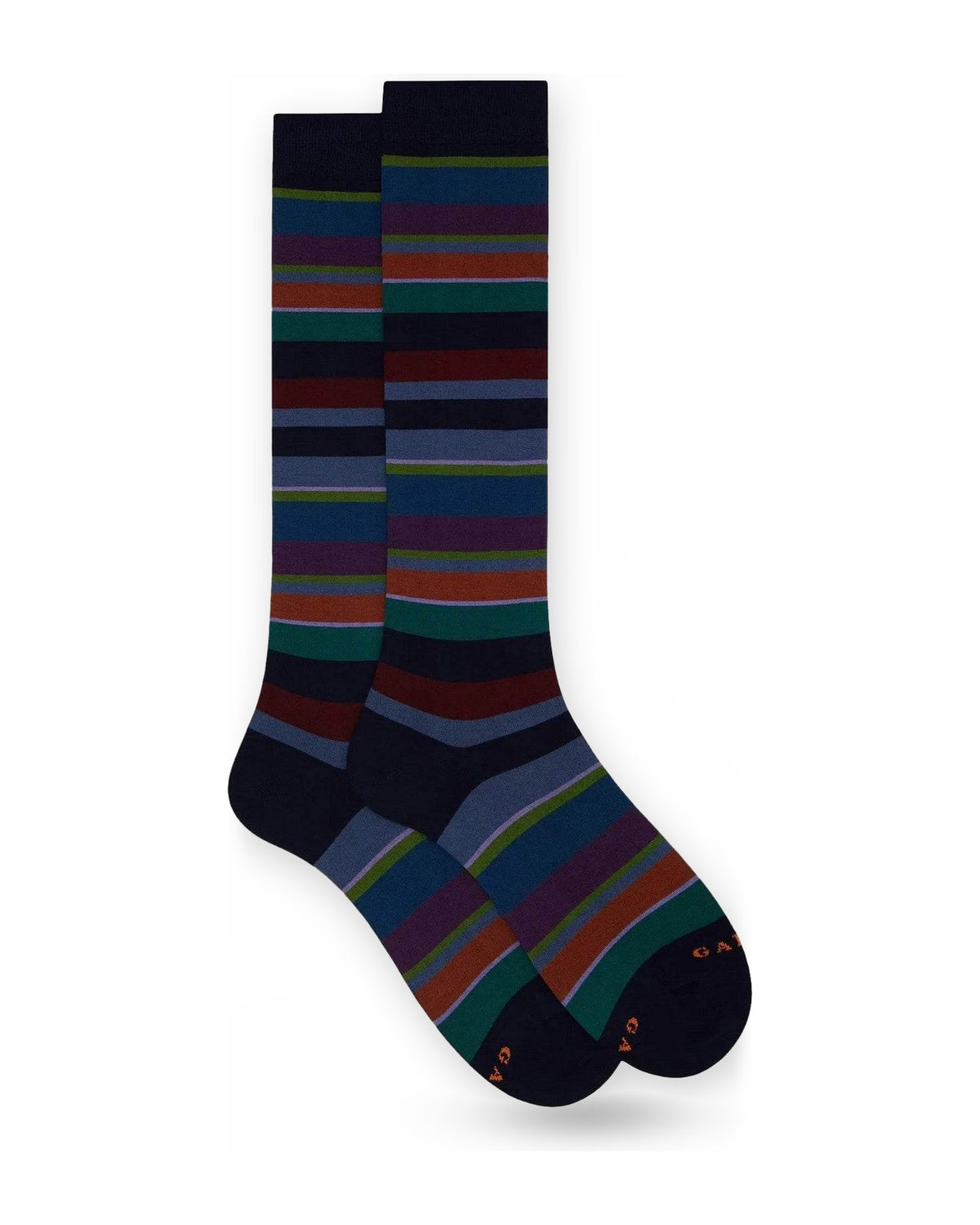 Calze Uomo Gallo - Uomo Lungo Co/Ly Leggero Righe Multicolor - Blu