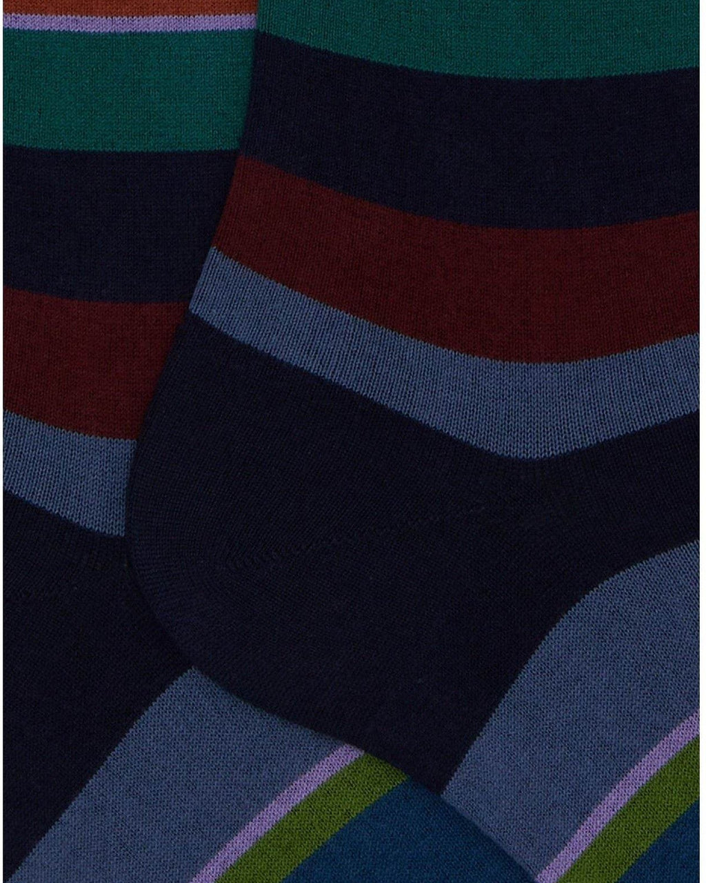 Calze Uomo Gallo - Uomo Lungo Co/Ly Leggero Righe Multicolor - Blu
