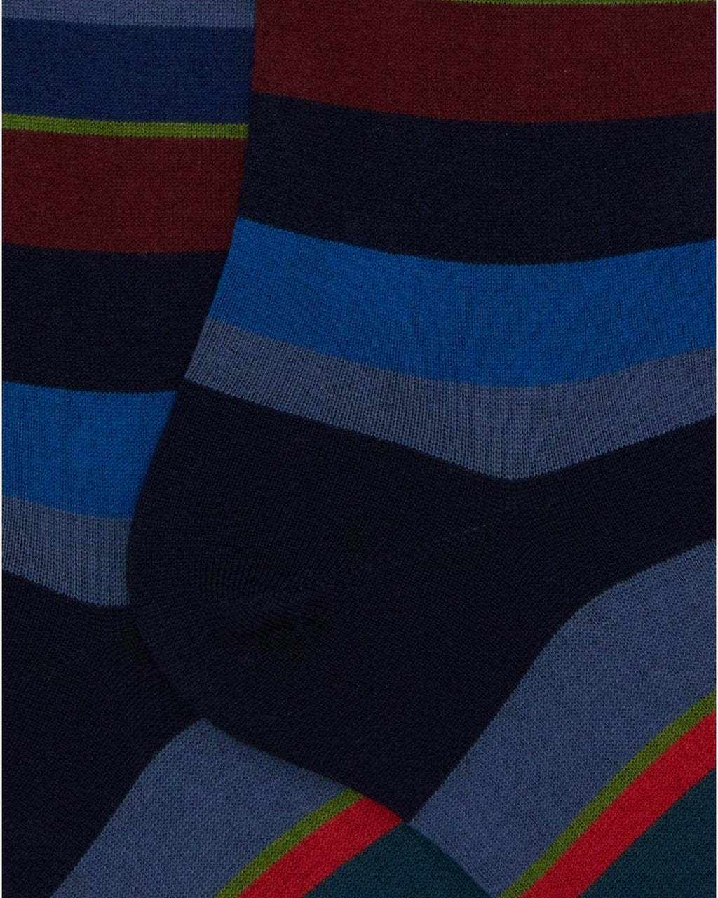 Calze Uomo Gallo - Uomo Lungo Co/Ly Leggero Righe Multicolor - Blu