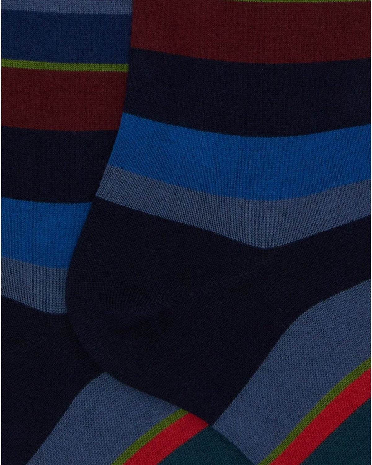 Calze Uomo Gallo - Uomo Lungo Co/Ly Leggero Righe Multicolor - Blu