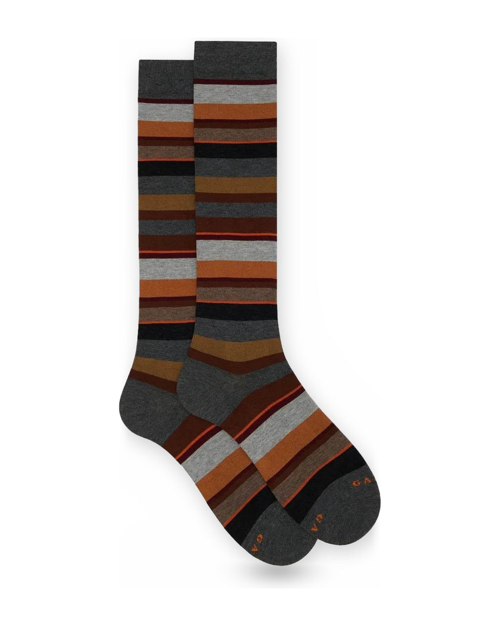 Calze Uomo Gallo - Uomo Lungo Co/Ly Leggero Righe Multicolor - Grigio