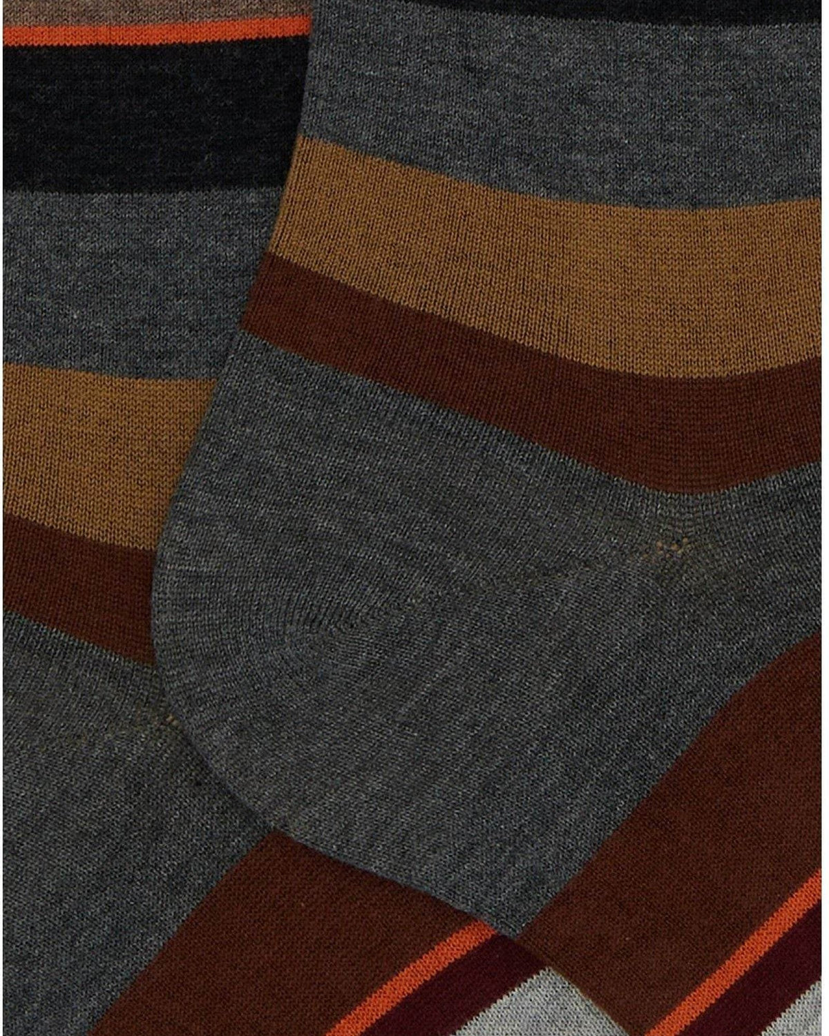 Calze Uomo Gallo - Uomo Lungo Co/Ly Leggero Righe Multicolor - Grigio