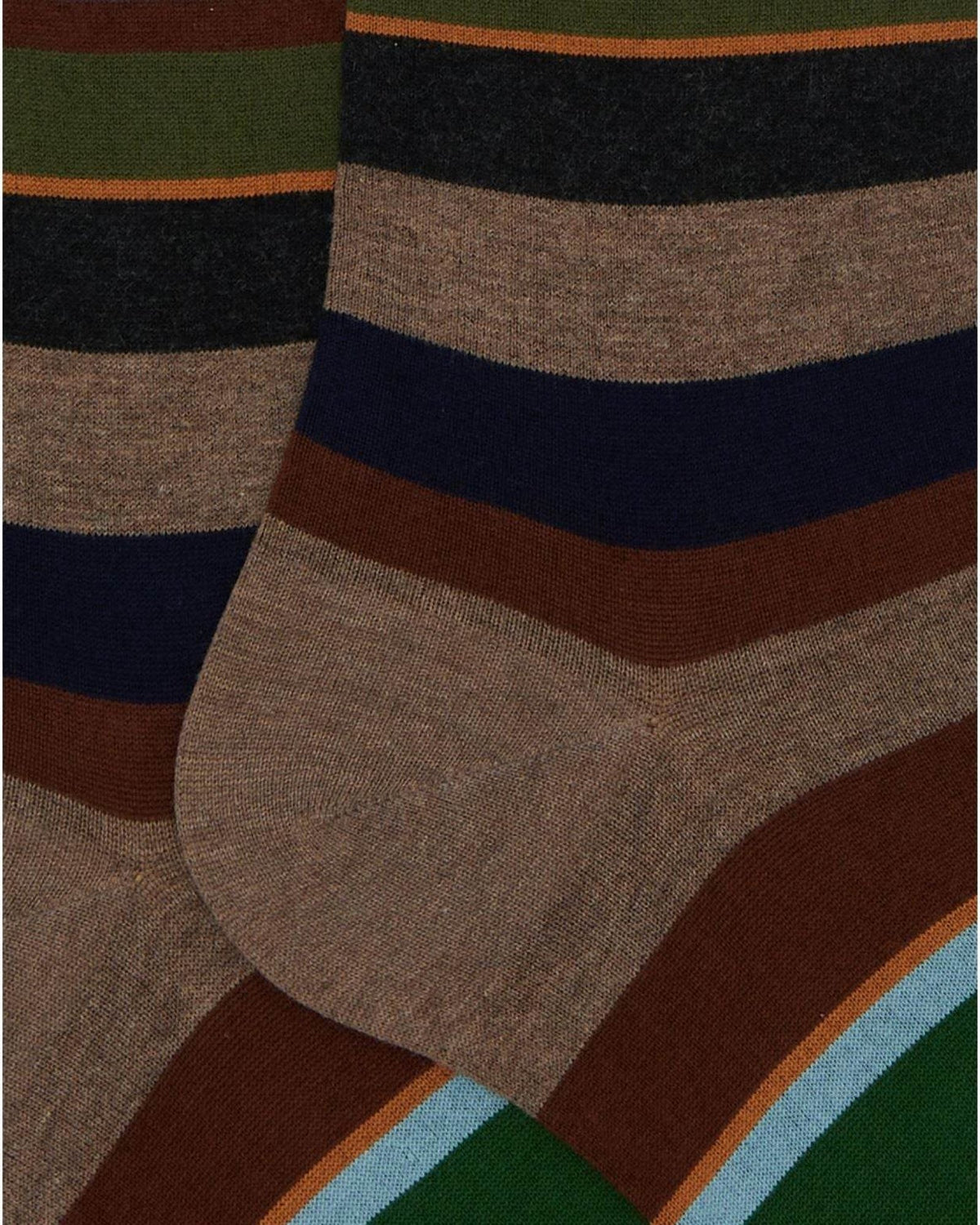 Calze Uomo Gallo - Uomo Lungo Co/Ly Leggero Righe Multicolor - Marrone