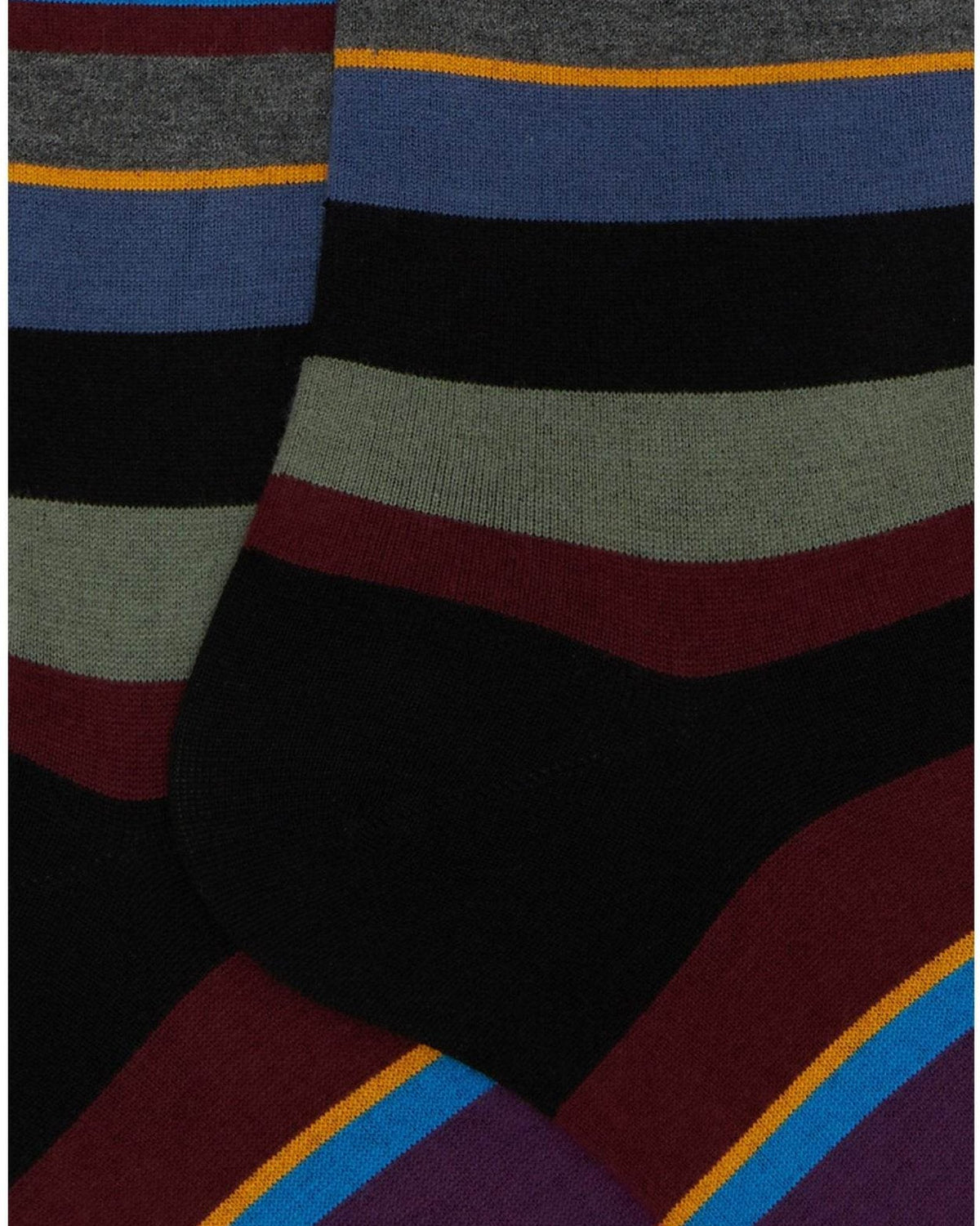 Calze Uomo Gallo - Uomo Lungo Co/Ly Leggero Righe Multicolor - Nero