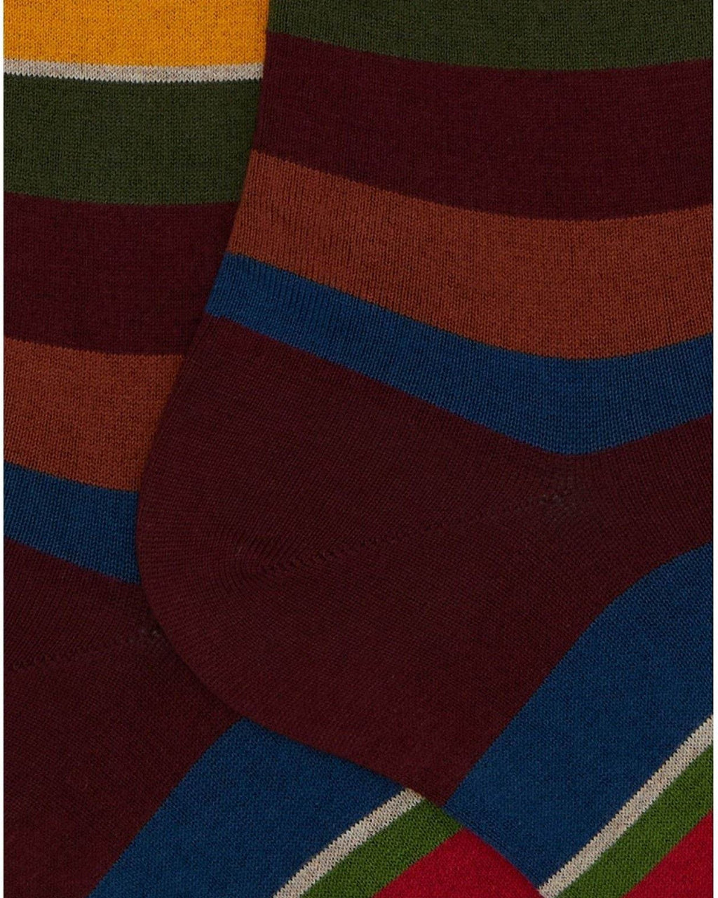 Calze Uomo Gallo - Uomo Lungo Co/Ly Leggero Righe Multicolor - Rosso