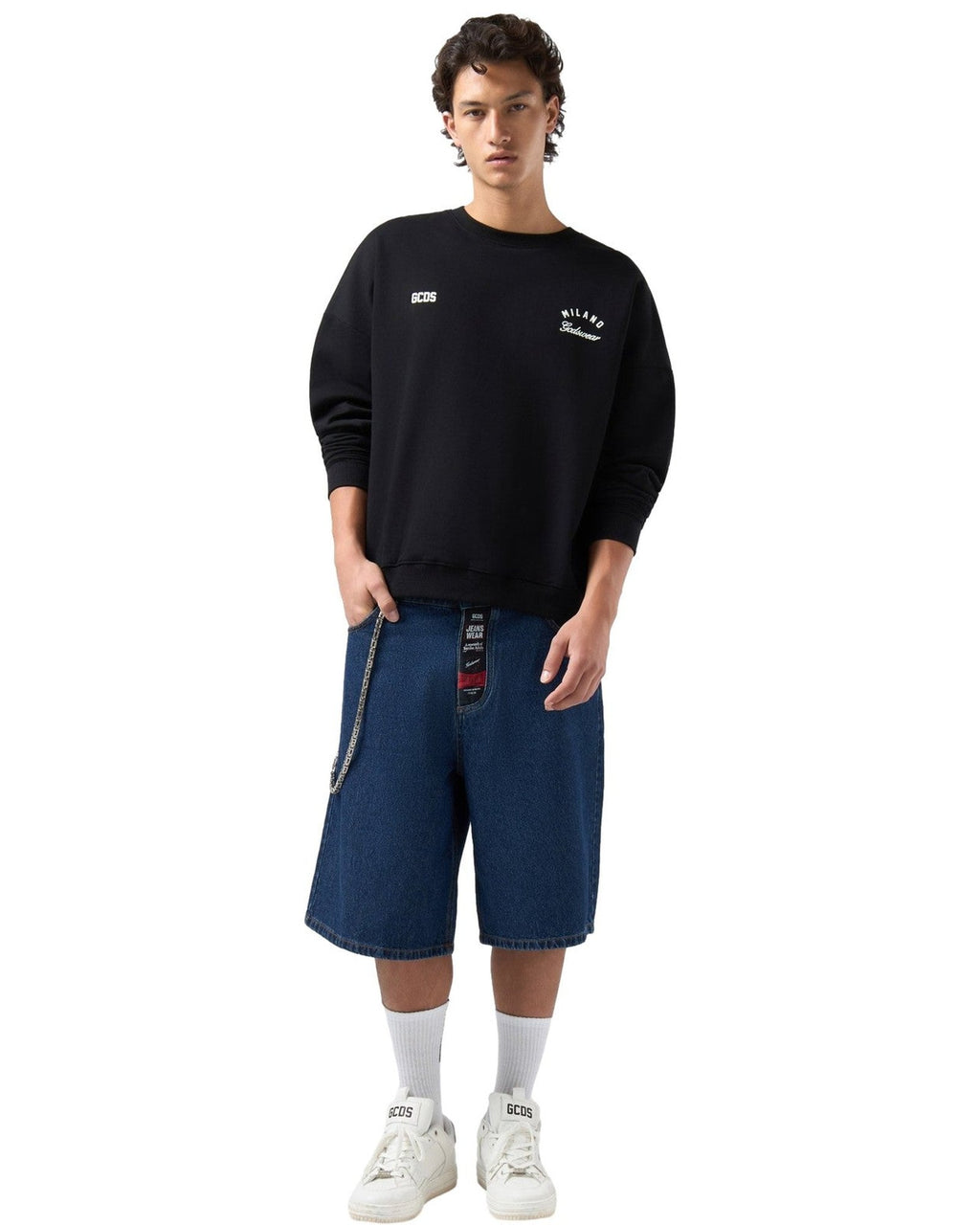 Felpe senza cappuccio Uomo Gcds - Band Logo Back Crewneck - Nero