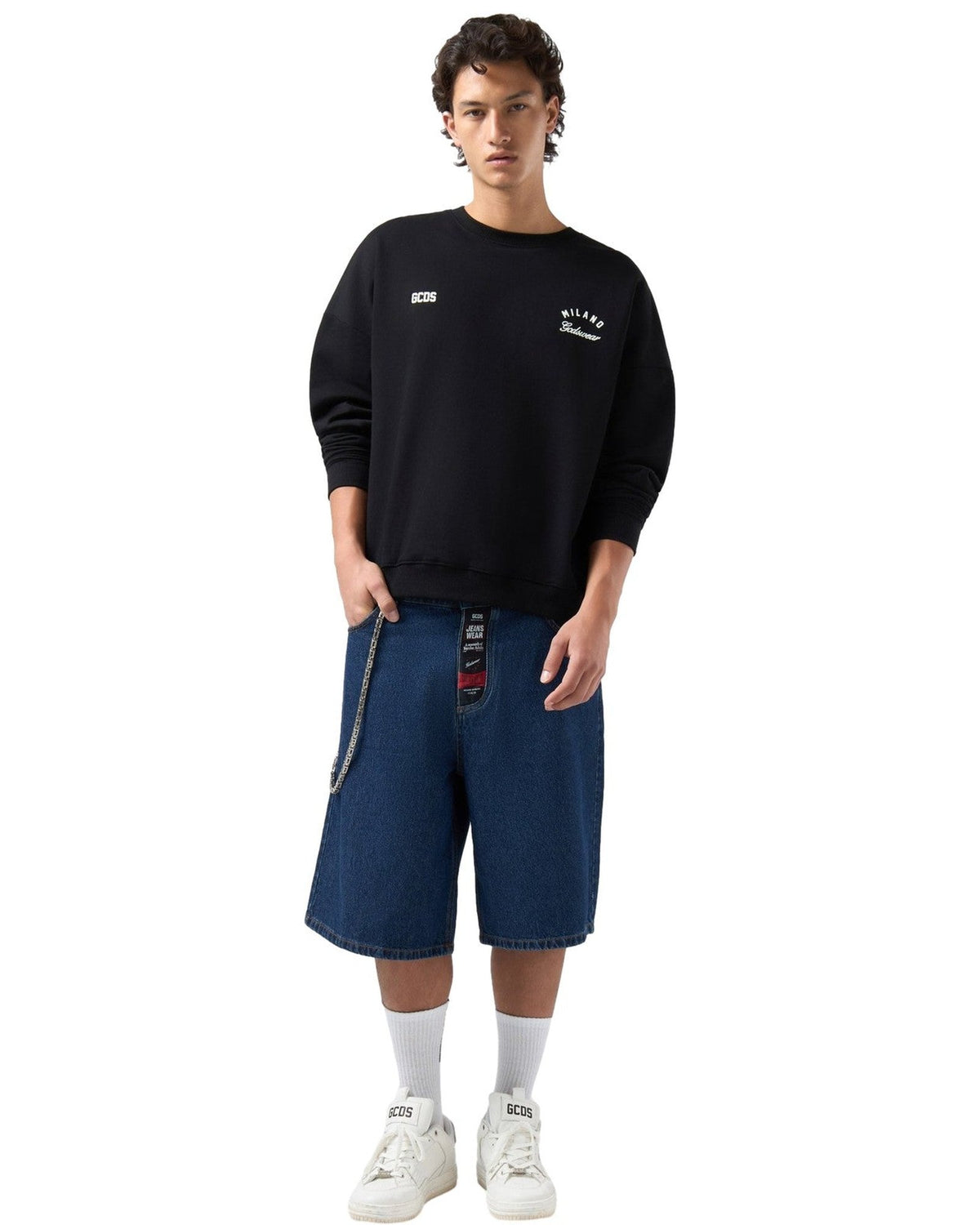 Felpe senza cappuccio Uomo Gcds - Band Logo Back Crewneck - Nero