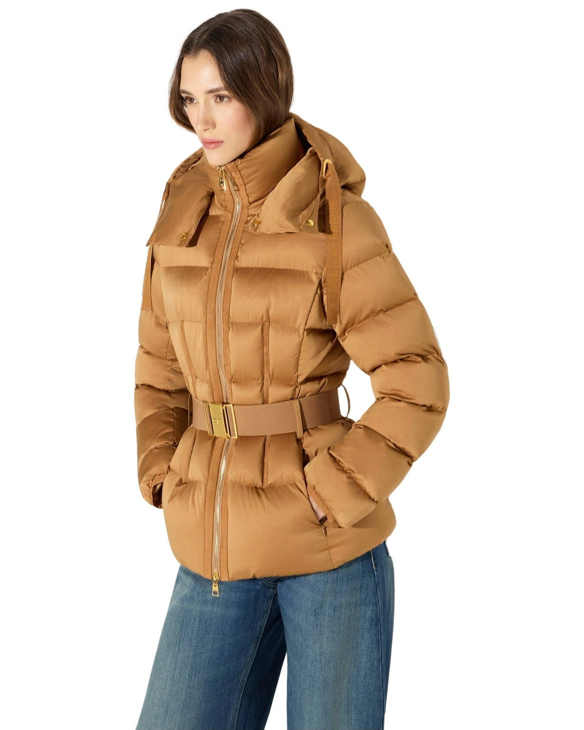 Giacche Donna Elisabetta Franchi - Giacca imbottita con cintura PI92D66E2 - Cammello