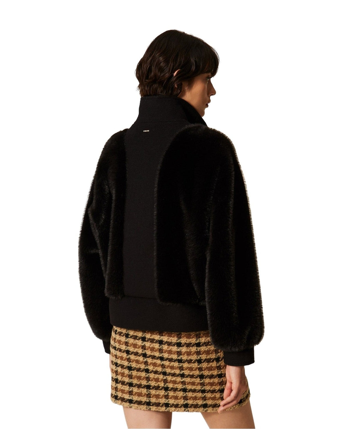 Giubbini Donna Twinset - Giubbotto Long Fiber Fabric E Panno - Nero