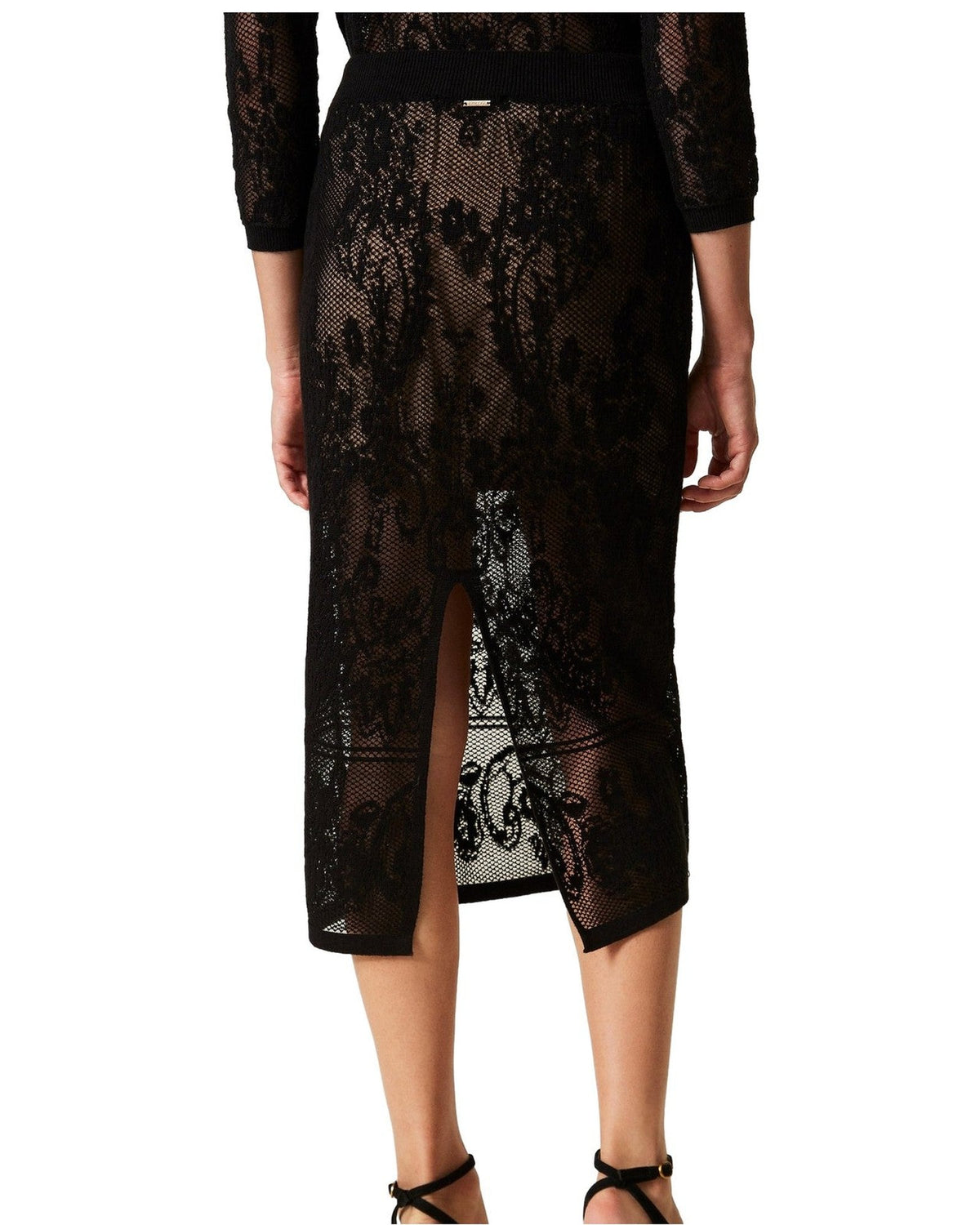 Gonne casual Donna Twinset - Gonna In Maglia Jacquard C/Sottogonna - Nero