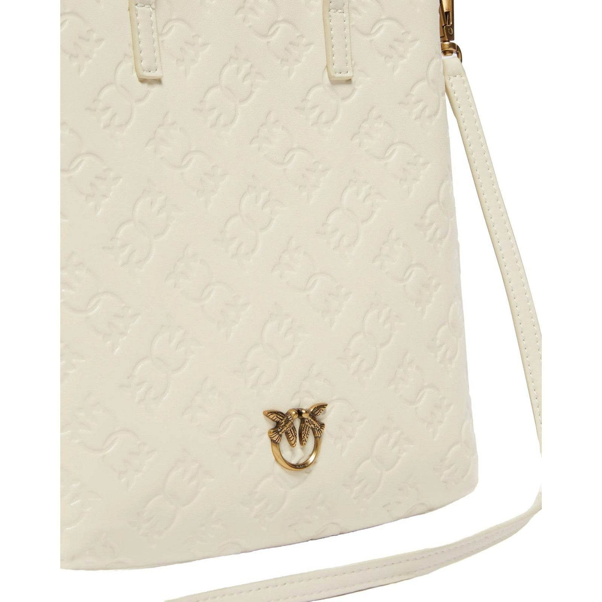 Borse a mano Donna Pinko - Mini Shopper Vitello Seta Logo - Bianco
