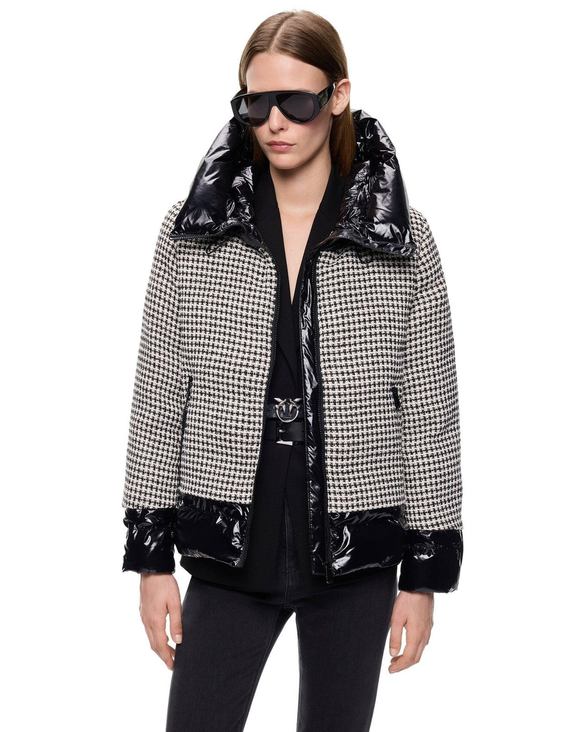 Giubbotti Donna Pinko - Gynura Imbottito Tweed Imbotti - Nero