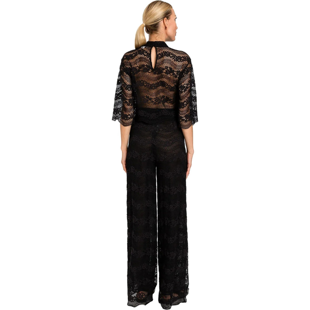 Pantaloni Donna Twinset - Pantalone Largo In Macrame' - Nero