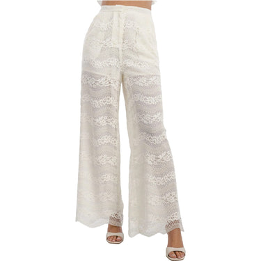 Pantaloni Donna Twinset - Pantalone Largo In Macrame' - Bianco