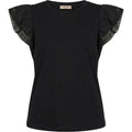 T-shirt Donna Twinset - T-Shirt In Jersey Con Alette In Pizzo - Nero