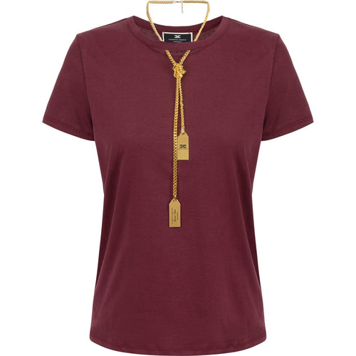 Maglie Donna Elisabetta Franchi - T-shirt in jersey con collana - Rosso