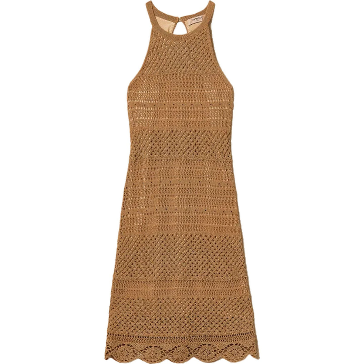Vestiti da sera e cerimonia Donna Twinset - Abito Corto In Maglia Mix Punti E Strass - Beige