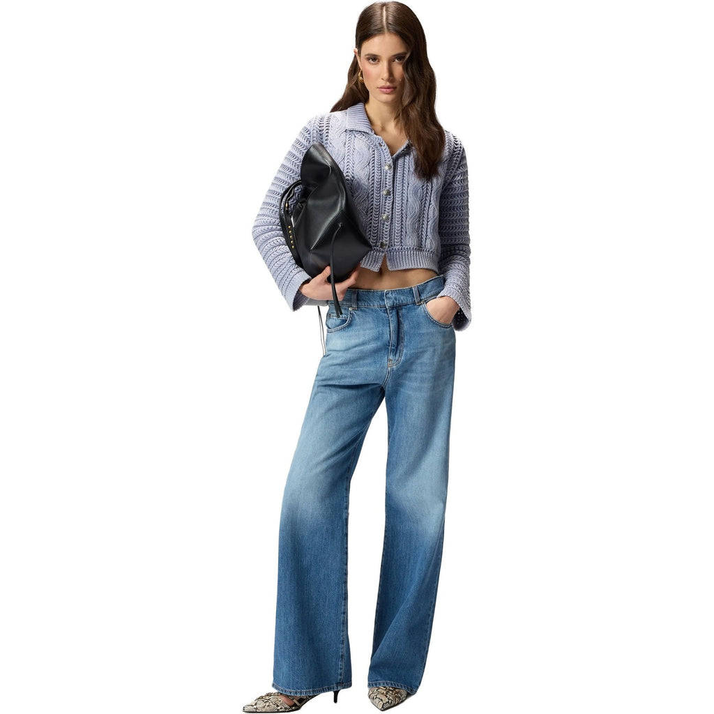 Pantaloni Donna Pinko - Wanda Wide Leg Medium Wave Den - Blu