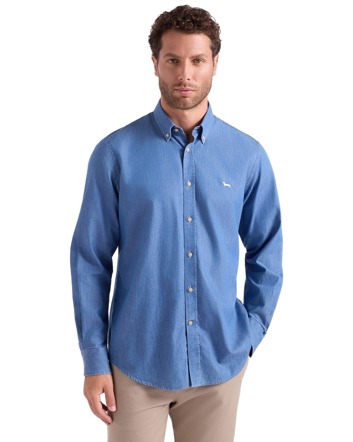 Camicie casual Uomo Harmont & Blaine - Camicia Denim Collo Button Down CRR001013161M - Blu