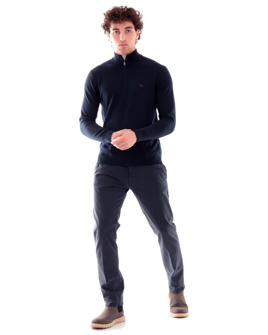 Maglioni Uomo Harmont & Blaine - Half Zip Basic 3D HRR975030788 - Blu Navy