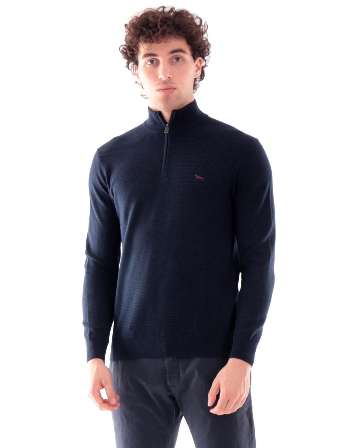 Maglioni Uomo Harmont & Blaine - Half Zip Basic 3D HRR975030788 - Blu Navy