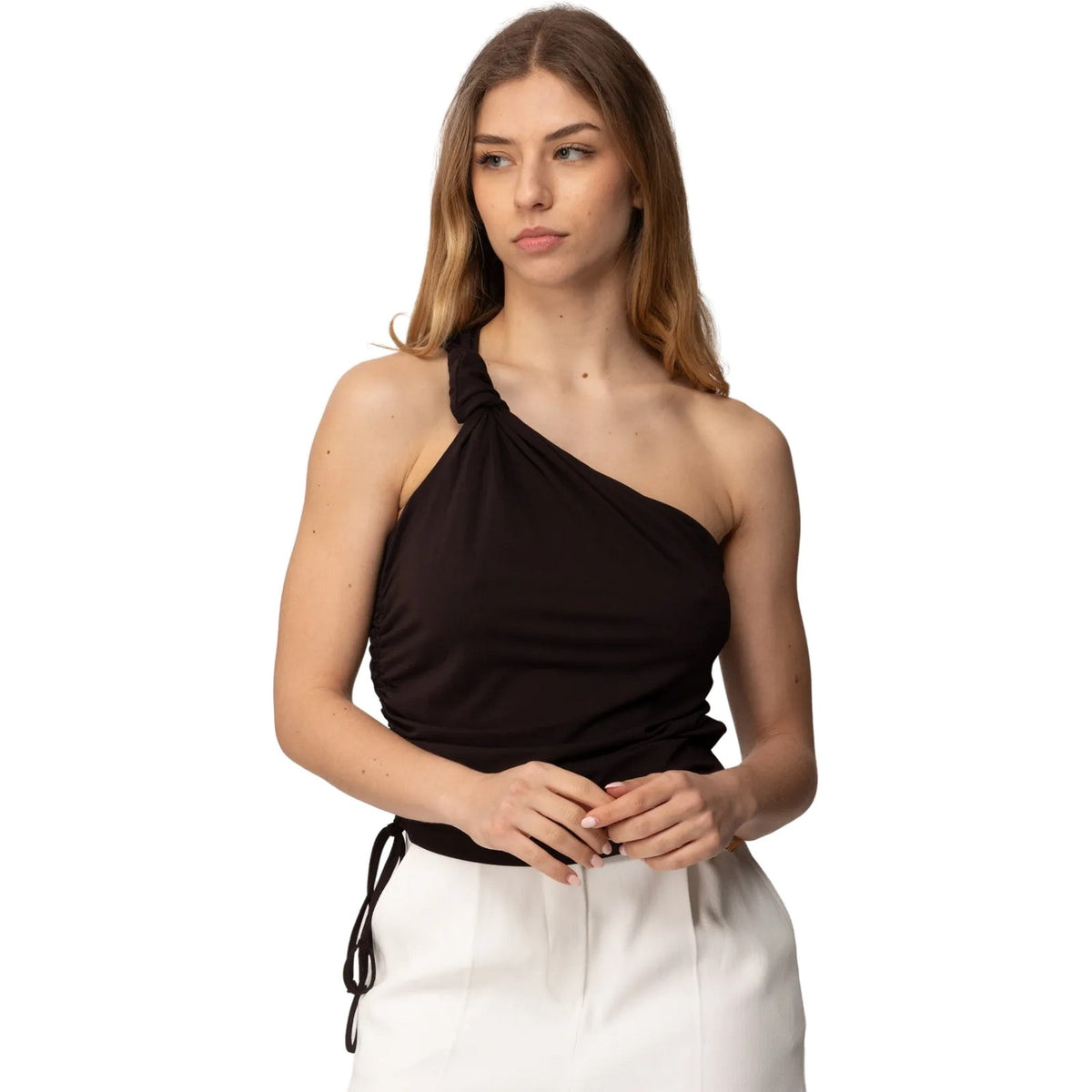Canotte e top Donna Pinko - Kristel Top Jersey Crepe Pesan - Marrone