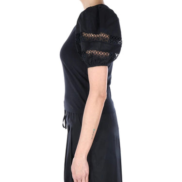 T-shirt Donna Twinset - T-Shirt In Jersey Con Maniche Baloon In Popeline - Nero