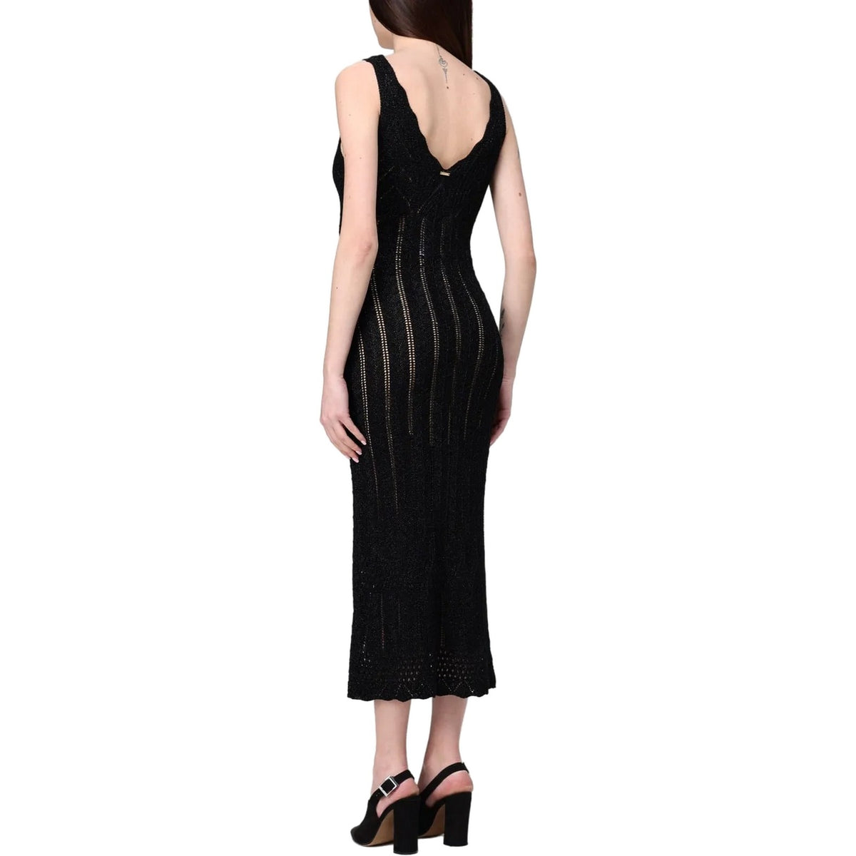 Vestiti casual Donna Twinset - Abito Smanicato In Maglia Costa Disegno Chevron - Nero