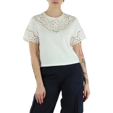 T-shirt Donna Twinset - T-Shirt In Jersey M/C Con Ricamo - Bianco