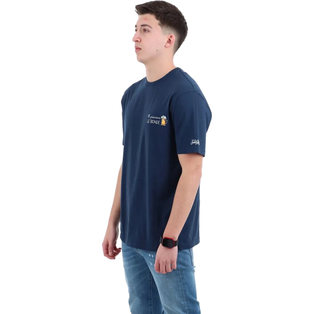 T-shirt Uomo Mc2 Saint Barth - T-Shirt With Embroidery - Blu