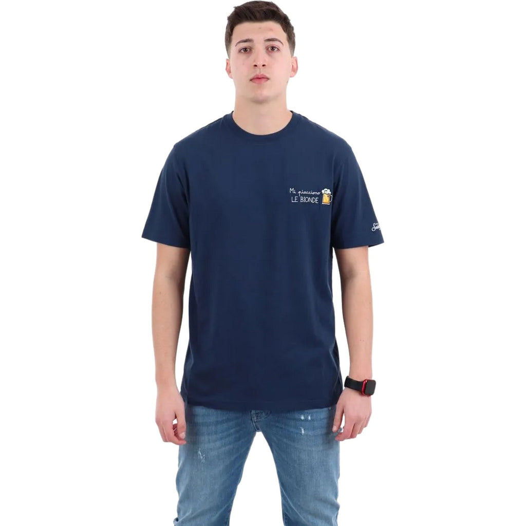 T-shirt Uomo Mc2 Saint Barth - T-Shirt With Embroidery - Blu