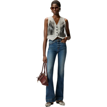 Jeans Donna Pinko - Flora Flare Medium Wash Denim - Blu-Gianni Foti